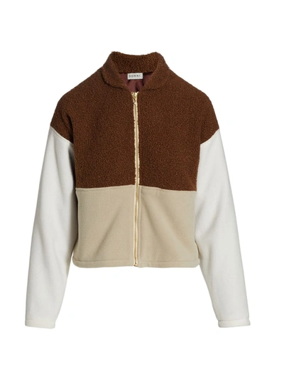 Donni. Tri-tone Fleece Jacket In Brown