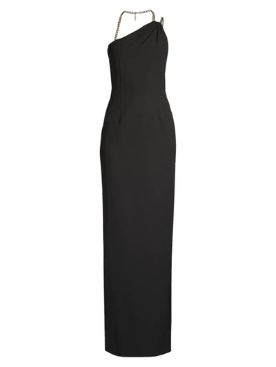 Shop Aidan Mattox Women's Chain Strap Column Gown In Black