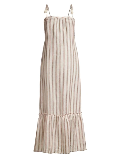 Shop Tory Burch Women's Striped Linen Maxi Dress In Ivory Anise