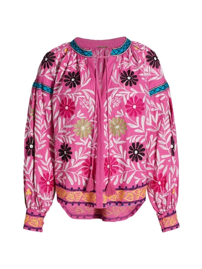 Shop Alexis Women's Paulaine Floral Cotton Top In Aurora Pink