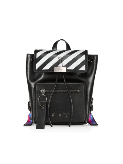 Shop Off-white Diagonal Binder Leather Backpack In Black White