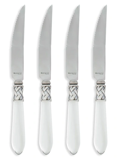 Shop Vietri Aladdin Antique Aqua 4-piece Steak Knives Set In Clear