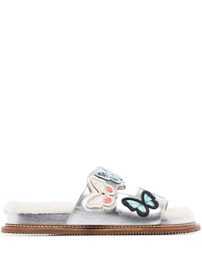 Shop Sophia Webster Riva Butterfly Flat Sandals In Silver