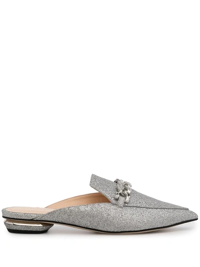 Shop Nicholas Kirkwood Beya Pointed-toe Mules In Silver