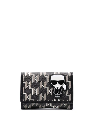 Shop Karl Lagerfeld K/ikonic Monogram Wallet In Black