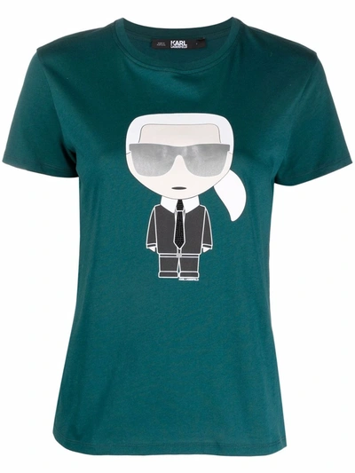 Karl Lagerfeld Ikonik Karl Organic Cotton T-shirt In Green | ModeSens
