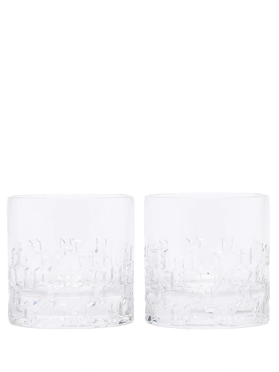 Shop Karl Lagerfeld Monogram Glass Set In White