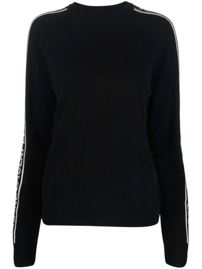 Shop Karl Lagerfeld Logo-sleeve Cashmere Sweatshirt In Black