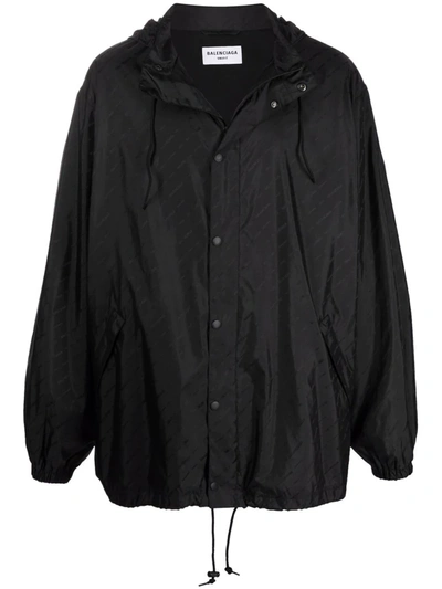 Shop Balenciaga Logo-print Rain Jacket In Black