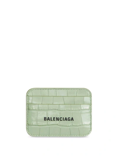 Shop Balenciaga Cash Croc-effect Cardholder In Green