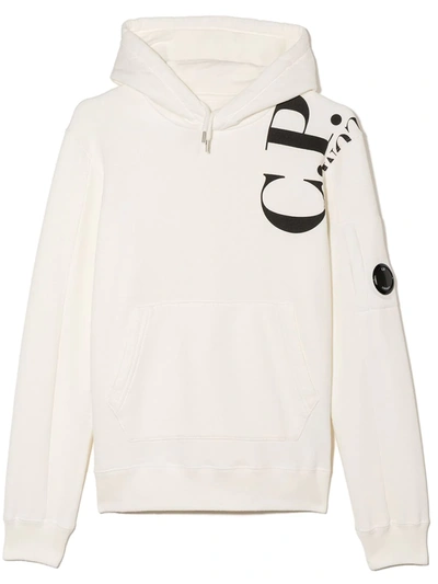 Shop C.p. Company Logo Print Drawstring Hood In White