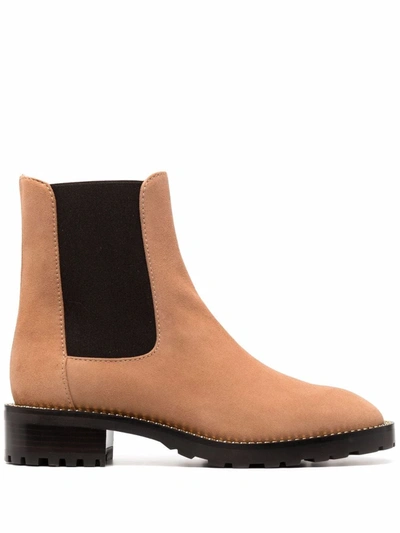 Stuart Weitzman Suede Chain-link Chelsea Boots In Neutrals