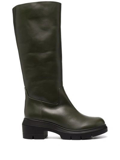 Shop Stuart Weitzman Knee-length Leather Boots In Hunter