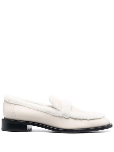 Shop Stuart Weitzman Shearling Trim Loafers In Neutrals