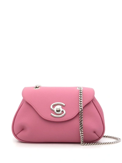 Shop Shiatzy Chen Leather Mini Chain Bag In Pink