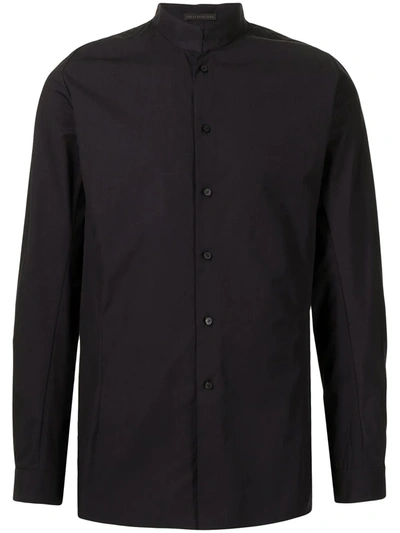 Shop Shiatzy Chen Mandarin-collar Long-sleeve Shirt In Black