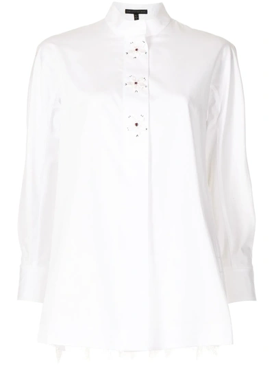 Shop Shiatzy Chen Lace Panelled Cotton Shirt In White