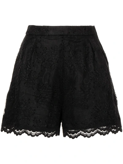 Shop Shiatzy Chen Lace Embroidered Shorts In Black