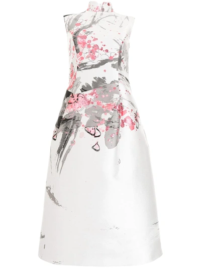 Shop Shiatzy Chen Jacquard Sleeveless Midi Dress In White