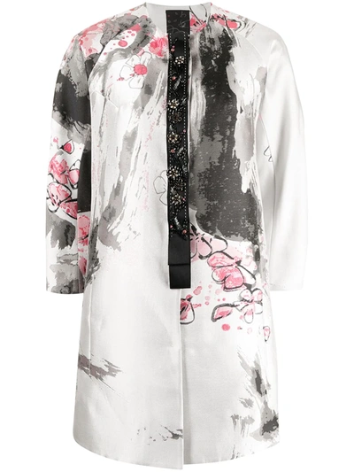 Shop Shiatzy Chen Jacquard Printed Coat In White