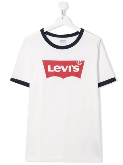 Shop Levi's Teen Logo-print Cotton T-shirt In White