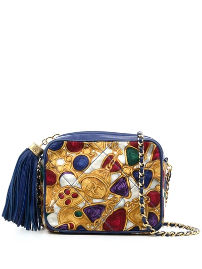 Pre-owned Chanel 1985-1993 Jewel-print Crossbody Bag In Blue