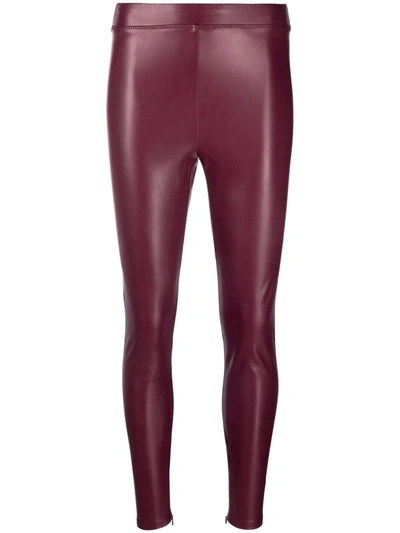 Shop Michael Michael Kors High-shine Finish Leggings In Red