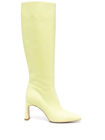 Shop Liu •jo Leather Knee-high Boots In Yellow