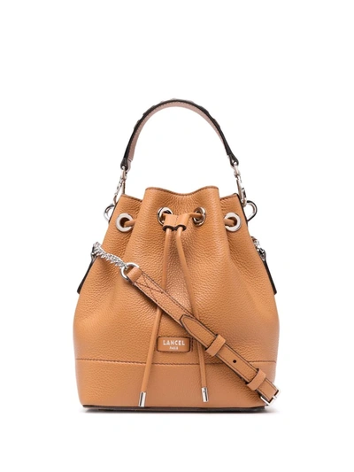 Shop Lancel Leather Bucket Bag In Neutrals