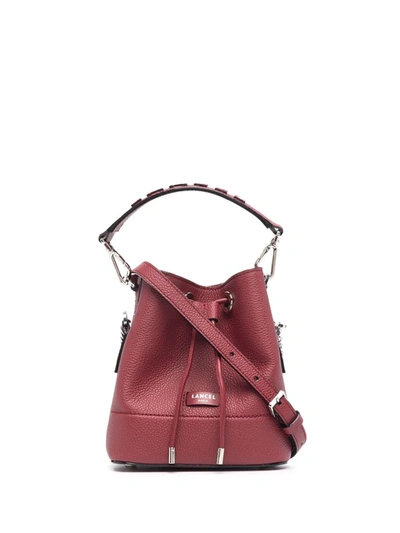 Shop Lancel Drawstring Leather Bag In Red
