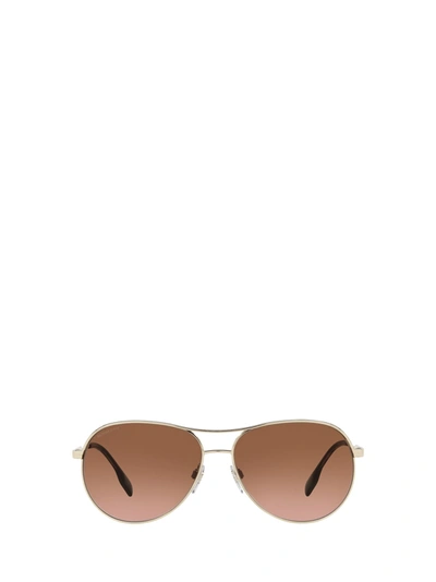 Shop Burberry Eyewear Burberry Be3122 Light Gold Sunglasses