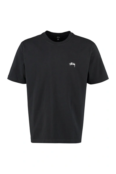 Shop Stussy Logo Cotton T-shirt In Black