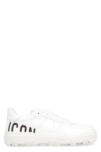 Shop Dsquared2 Icon Basket Leather Low-top Sneakers In White