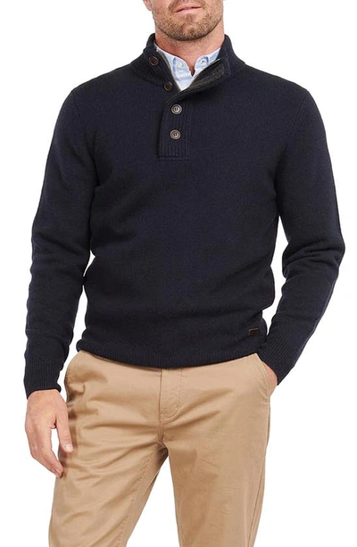 Barbour Patch Wool Quarter Zip Pullover In Navy