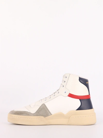 Shop Saint Laurent Sl 24 Mid Top Sneakers In White