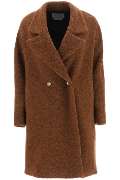 Shop Harris Wharf London Oversized Boucle' Coat In Brown