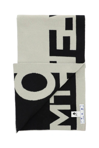 Shop Off-white Wool Scarf With Logo In Beige,black