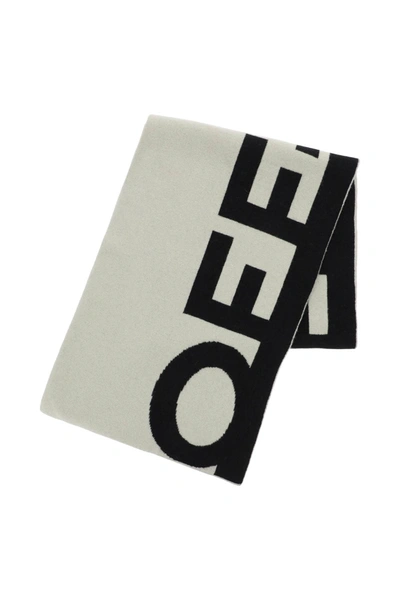 Shop Off-white Wool Scarf With Logo In Beige,black