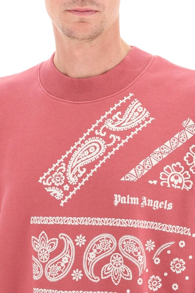 Shop Palm Angels Bandana Print Sweatshirt In Red,grey