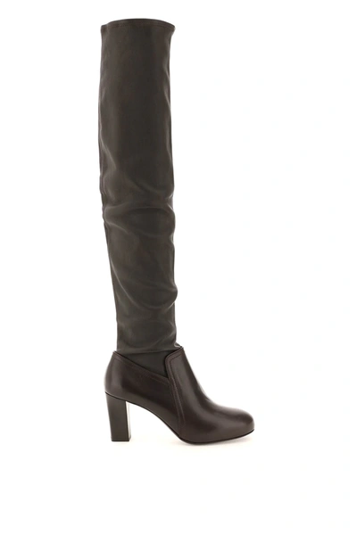 Shop Lemaire Over-the-knee Leather Boots In Brown