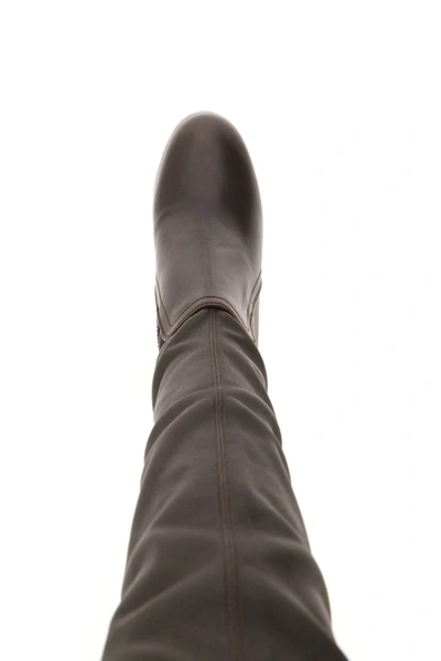 Shop Lemaire Over-the-knee Leather Boots In Brown