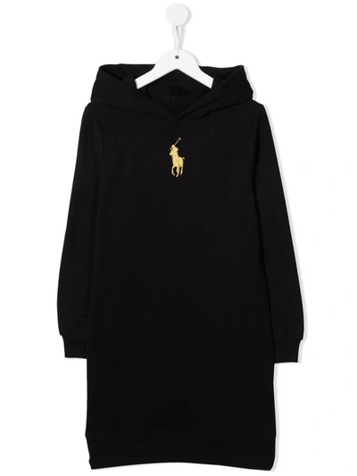 Shop Ralph Lauren Logo Embroidered Dress In Black