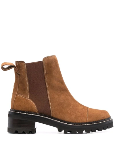Shop See By Chloé Mallory Lace-up Buckle Boots In Brown