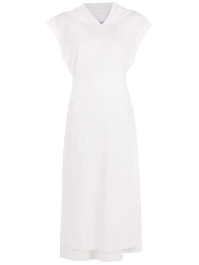 Shop Alcaçuz Draped Neck A-line Dress In White