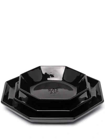 Shop Off-white Logo Octagonal Lunch Set In Black