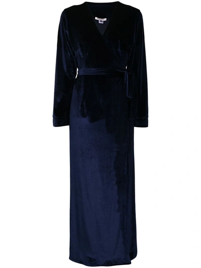 Gilda & Pearl Saratoga Sapphire Velvet Robe In Blue