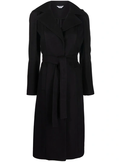 Shop Liu •jo Tied-waist Trench Coat In Black
