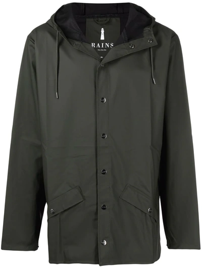 Shop Rains Long-sleeve Hooded Rain Jacket In Green
