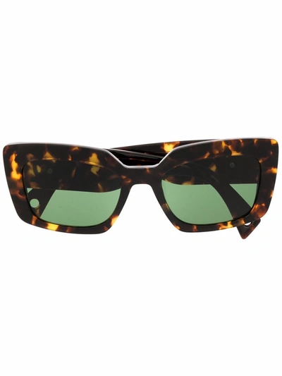 Shop Lanvin Green-tinted Tortoiseshell-effect Sunglasses In Brown