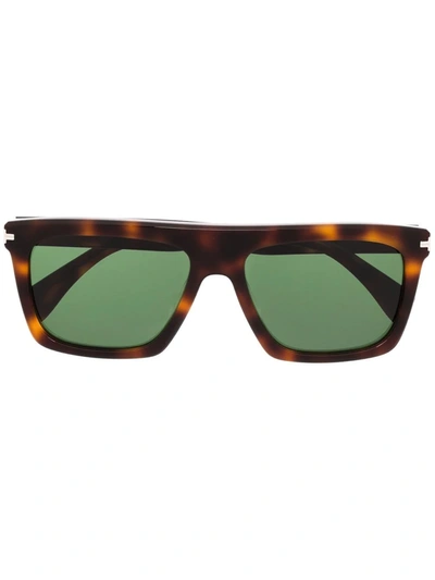 Shop Lanvin Tortoiseshell-effect Rectangular-frame Sunglasses In Brown